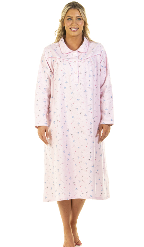 La Marquise Floral Flannel Long Sleeve Nightdress Suzanne Charles 5688